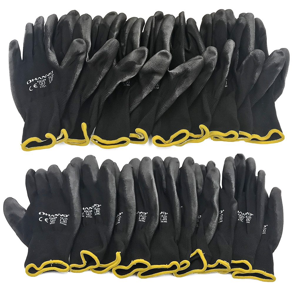 10 Pairs PU Nitrile Safety Coating Work Gloves Palm Coated Gloves Mechanic Working Gloves have CE Certificated EN388 – Image 2