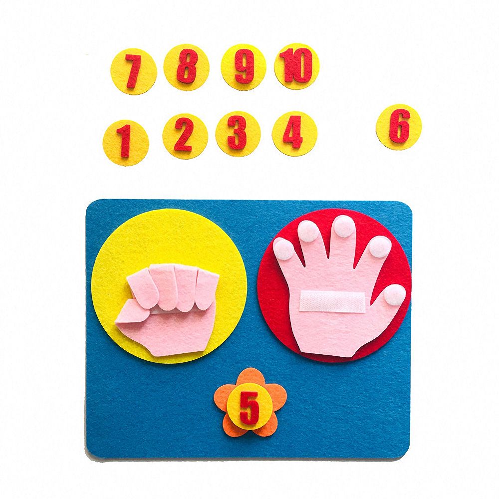 1 Ensemble de doigt en feutre avec chiffres fait à la main Montessori, comptage mathématique, aides pédagogiques pour les enfants, taille 25×20 cm, bricolage artisanat, tissage jouet, – Image 4