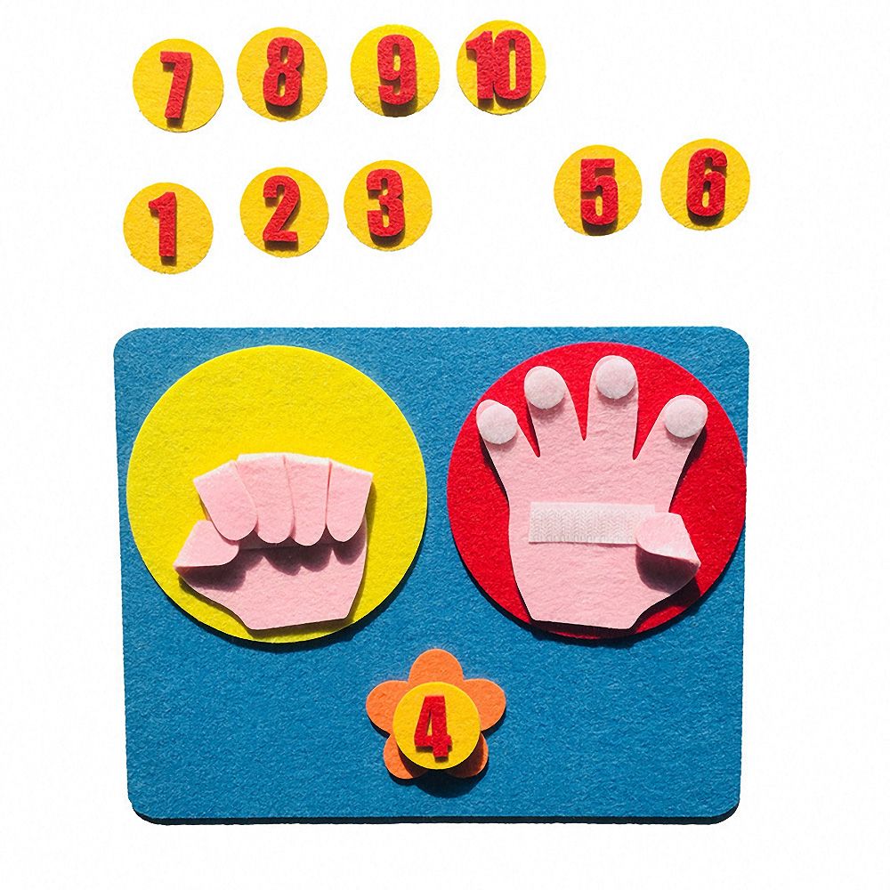 1 Ensemble de doigt en feutre avec chiffres fait à la main Montessori, comptage mathématique, aides pédagogiques pour les enfants, taille 25×20 cm, bricolage artisanat, tissage jouet, – Image 3