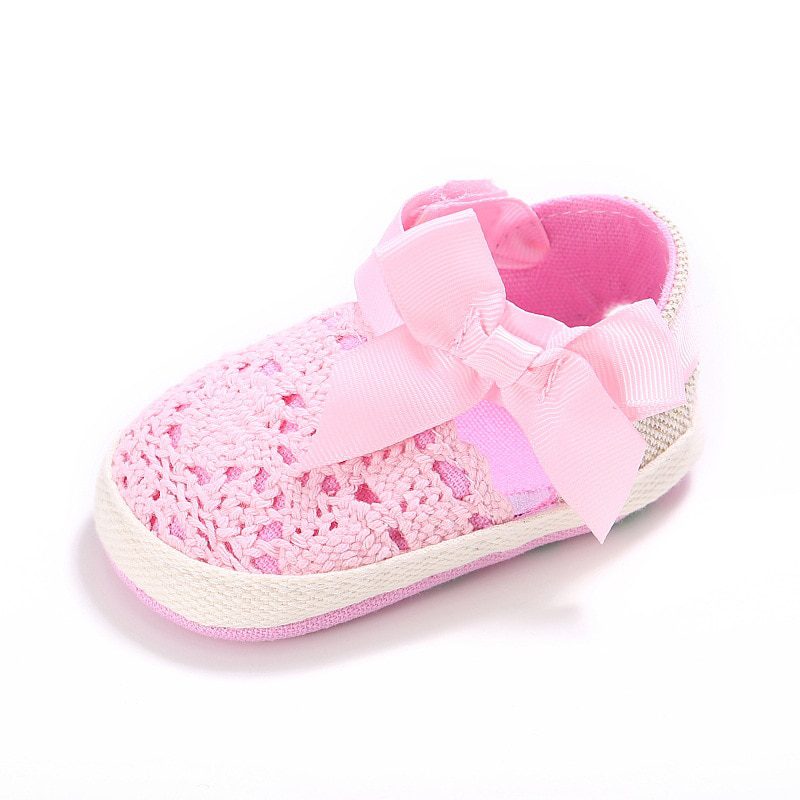 WONBO – Chaussures avec gros noeud tricoté pour bébé fille,pour nouveau-né, douces et très légères, style Mary Jane, robe de danseuse ballerine, collection printemps et été, – Image 9
