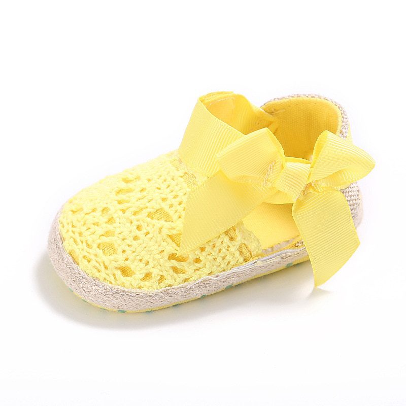 WONBO – Chaussures avec gros noeud tricoté pour bébé fille,pour nouveau-né, douces et très légères, style Mary Jane, robe de danseuse ballerine, collection printemps et été, – Image 6