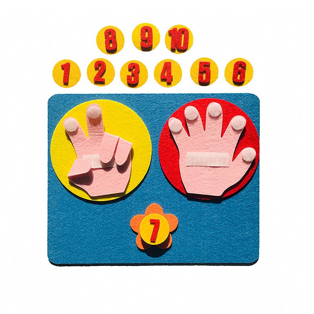 1 Ensemble de doigt en feutre avec chiffres fait à la main Montessori, comptage mathématique, aides pédagogiques pour les enfants, taille 25×20 cm, bricolage artisanat, tissage jouet, – Image 5